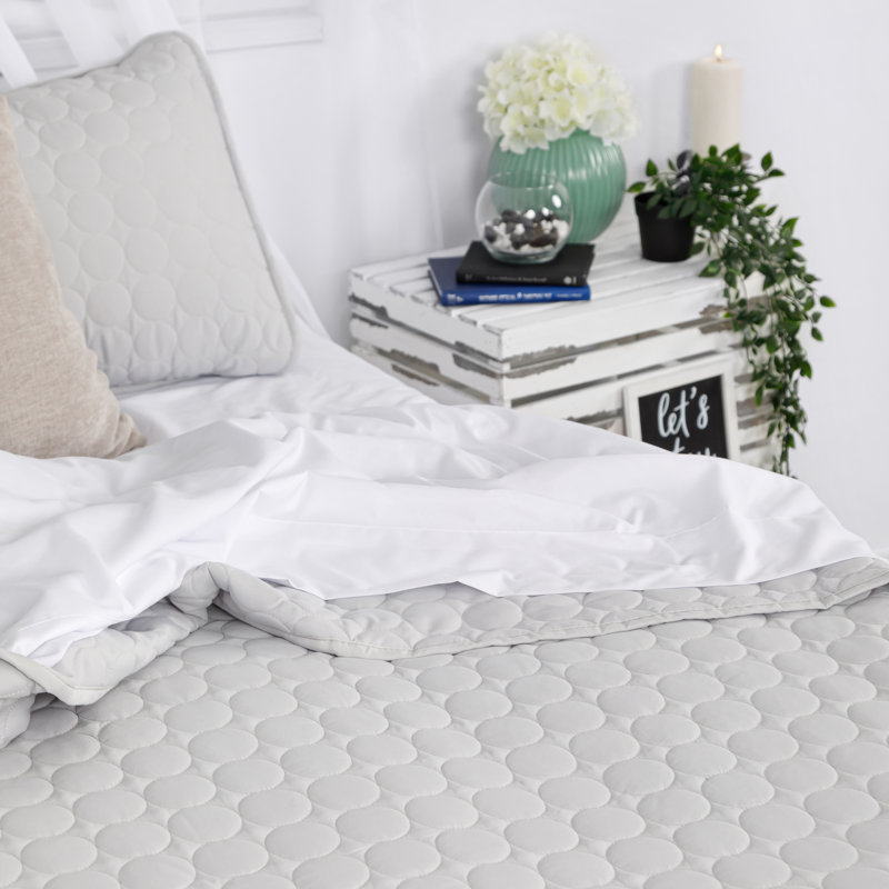 Light Grey Twin Microfiber Quilt Set with Sham