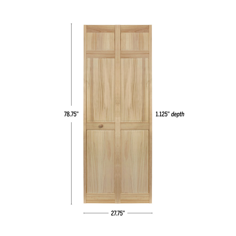 Porte à panneaux pliante en bois, 28 po x 80 po, Prêt à teindre, brun