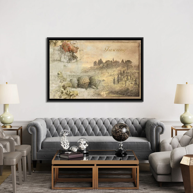 «Tuscany» par PI Studio, reproduction sur toile tendue sur châssis, Toile avec cadre noir, Pas de tapis