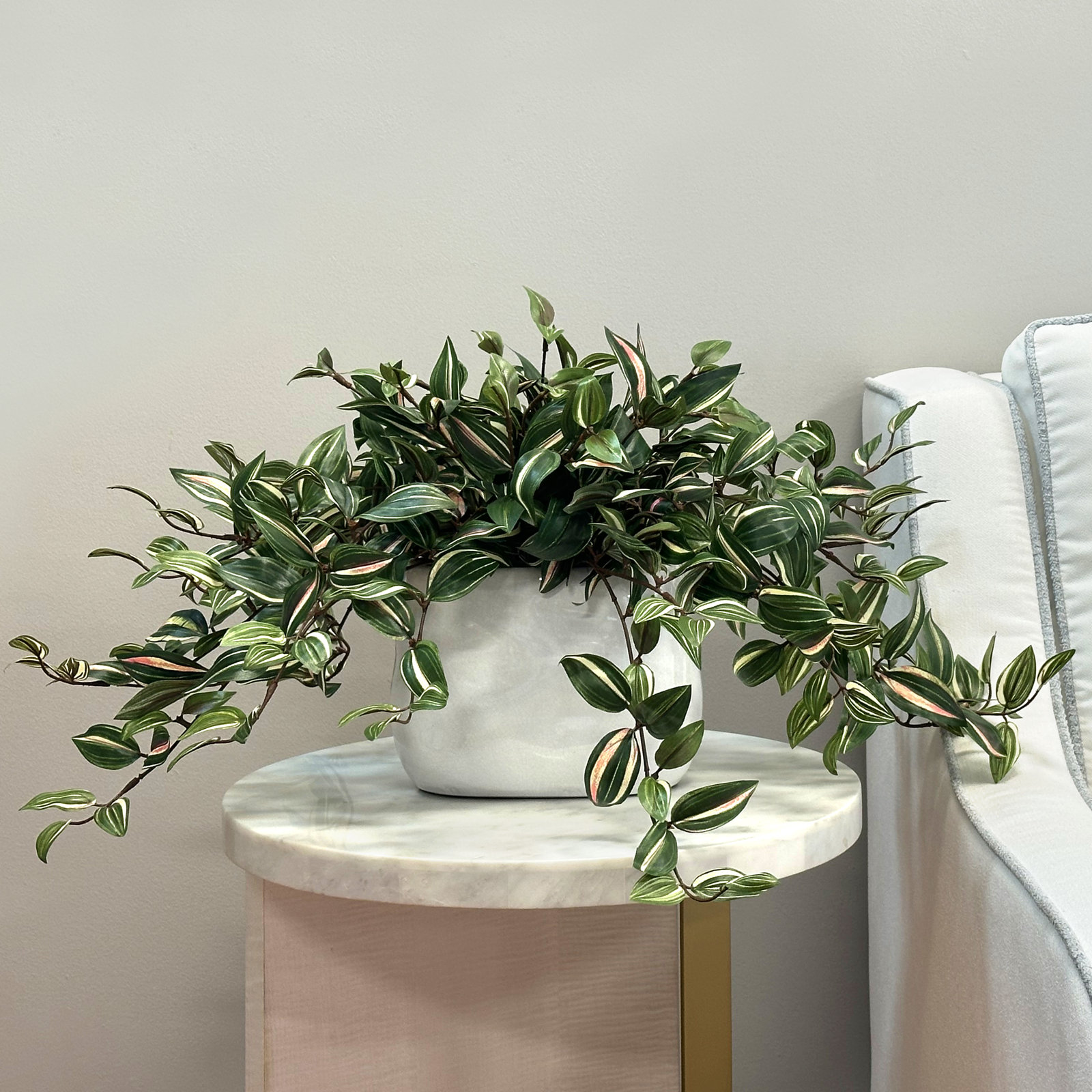 Karas Tradescantia Plant in Vase, Green, 14"H x 26"W x 17"D