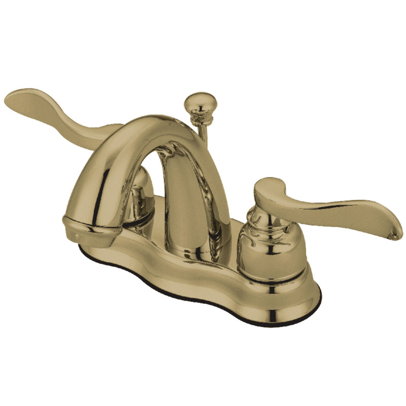 NuWave French Centerset Bathroom Faucet with Drain Assembly, Polished Brass