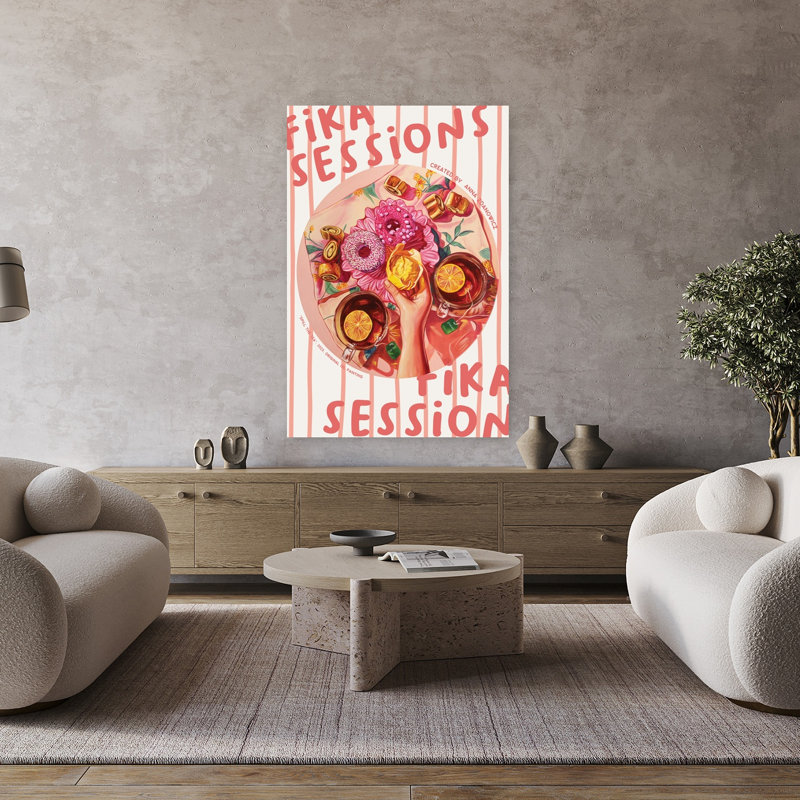 Art mural Cozy Fika Tea Time, H 48 po x l 32 po