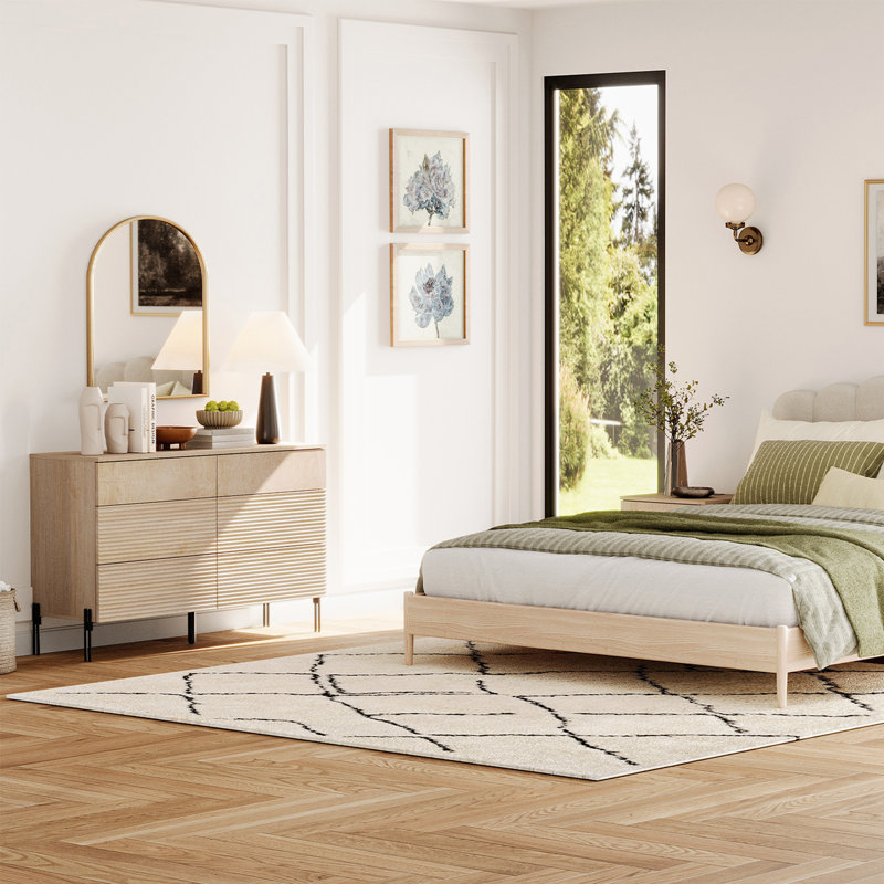 Ensemble de chambre à coucher minimaliste Laverda, Beige, 3 Pcs: Dresser, 2 Nighstands