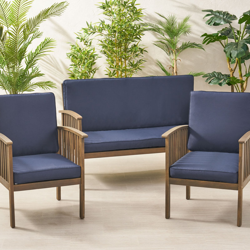 Brummett Outdoor Seat / Back Cushion, Navy Blue