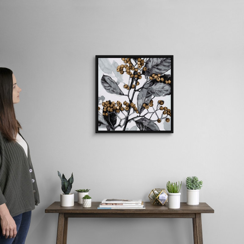 Reproduction d’art sur toile, "Holly Shadow I" par Emma Caroline, H 22 po x l 22 po x P 1,75 po, Cadre noir