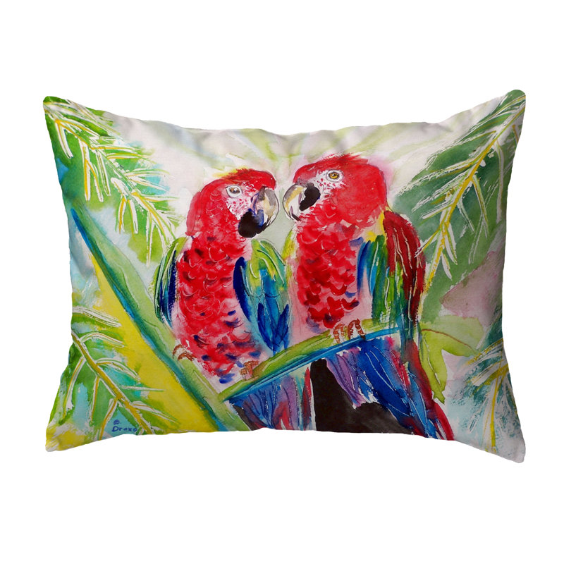  Two Parrots Indoor/Outdoor Lumbar Pillow, 16" x 20"