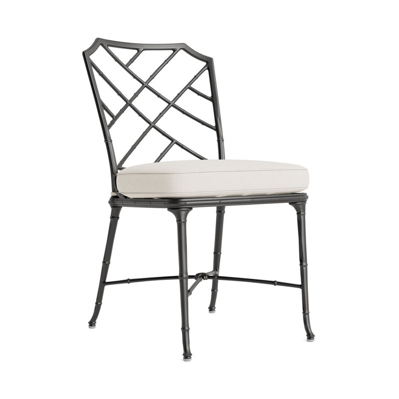 Calcutta Outdoor Dining Side Chair, Tan, Textured Pewter, Fusion Natural