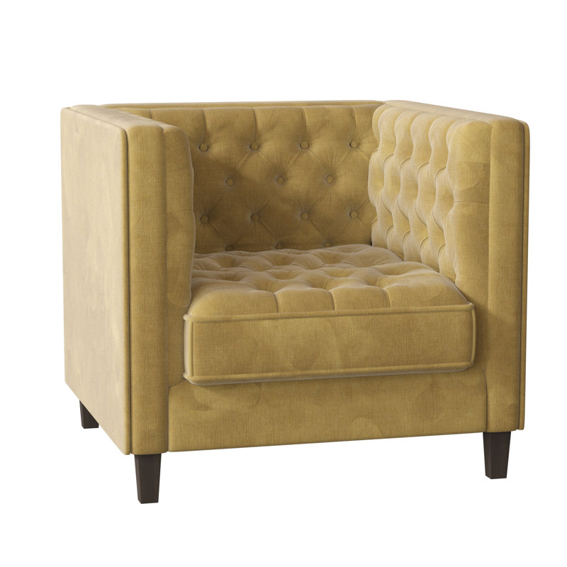 Fauteuil capitonné large de 36 po Jess, Beurre Savona, Naturel