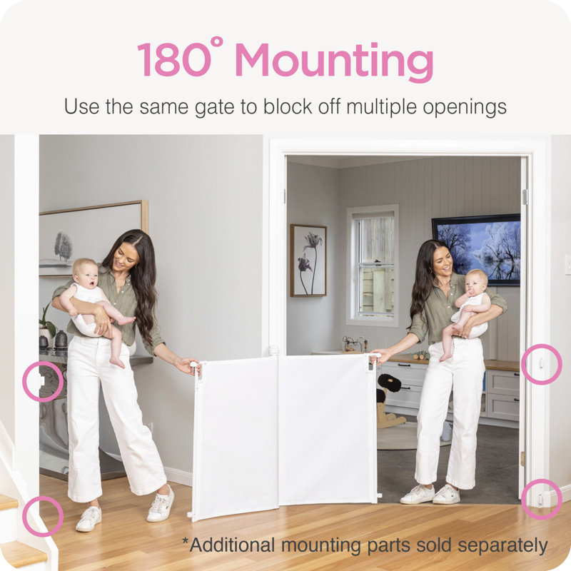 White Retractable Baby Gate with Plastic and Fabric