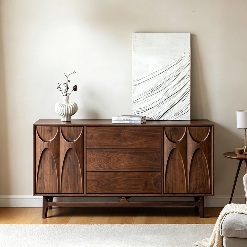 Buffet de rangement simple et rétro grande capacité, H 32,28 po x l 62,99 po x P 16,53 po