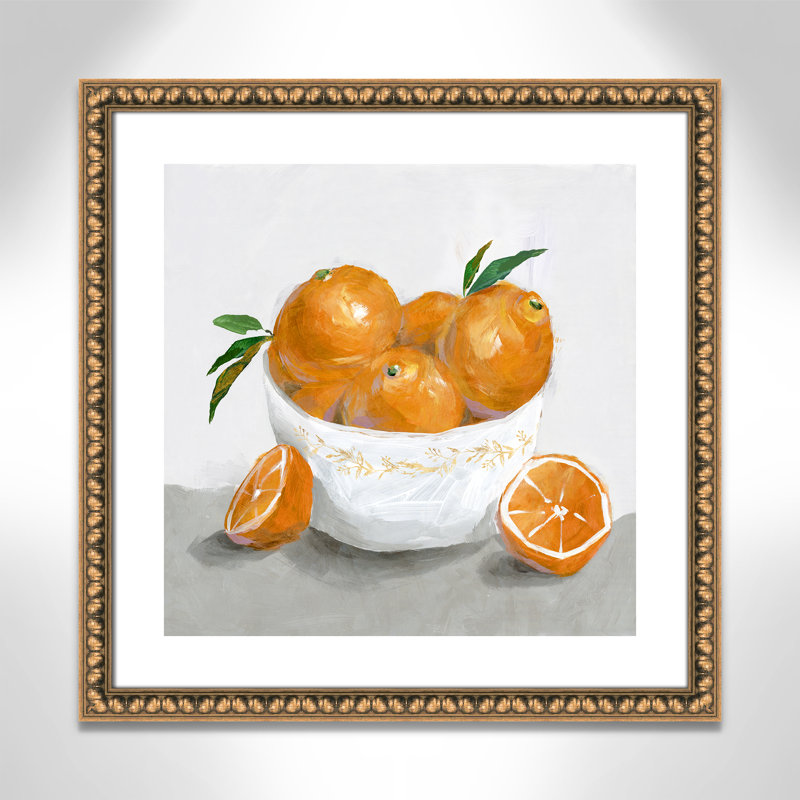 Abbaye «Oranges» par Isabelle Z - reproduction d'art, Papier avec cadre à perles dorées, H 24,75 po x l 24,75 po x P 1,13 po