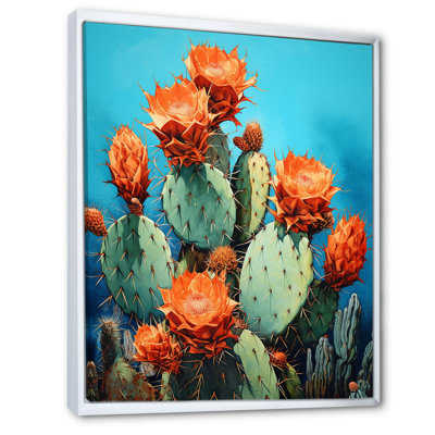 Cactus Blue And Bronze Brush II - Cactus Canvas Prints