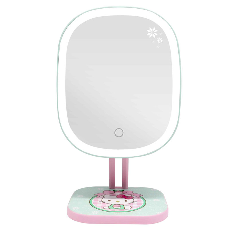 Hello Kitty Cozy Holiday Highlight Makeup Mirror For Desk, 90 Degree Tilts Travel Vanity Mirror