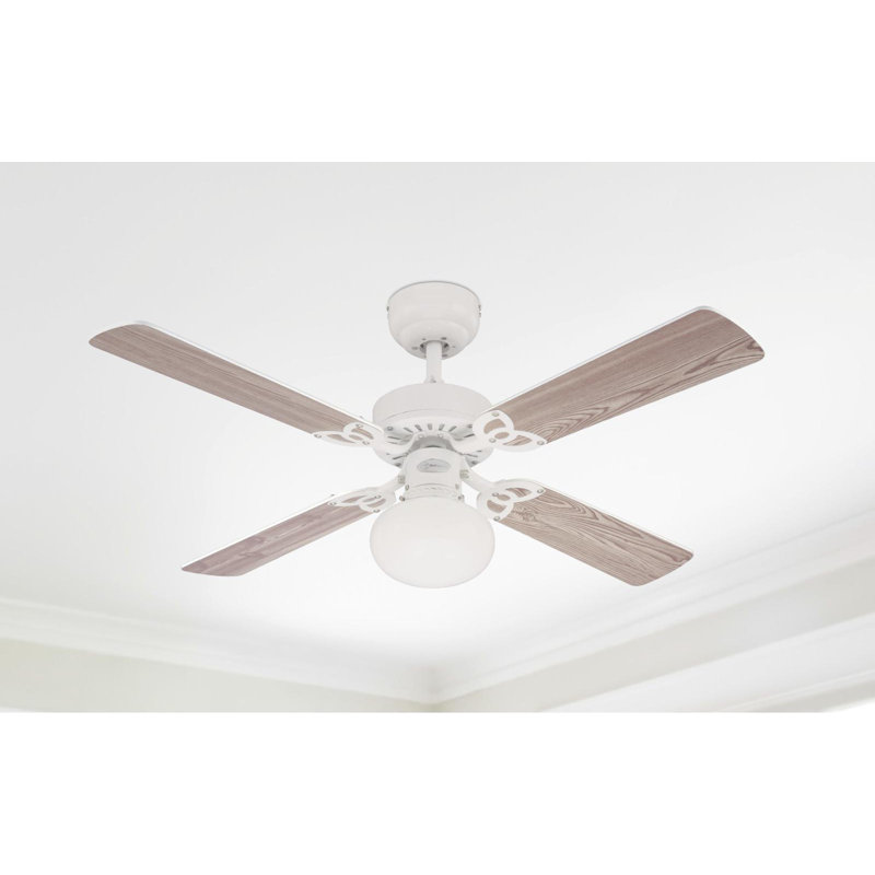 Romain 105cm Ceiling Fan, White/White or Washed Pine