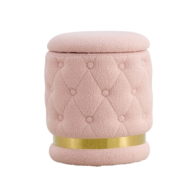 Pheadra Velvet Ottoman, Pink