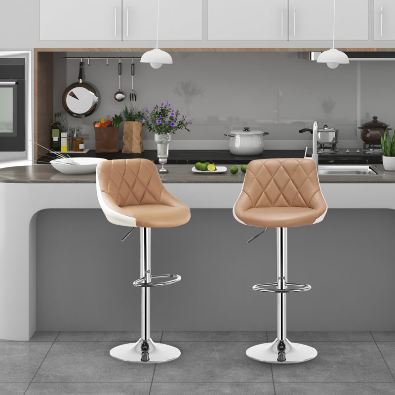 Dequay Swivel Bar Stool, Khaki/White