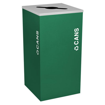 Kaleidoscope 24 Gallon Steel Commercial Trash And Recycling Bin | Color Coded For Each Trash And Recycling Stream | Customize Your Waste Station For Your Office, Lobby, School - Green Cans