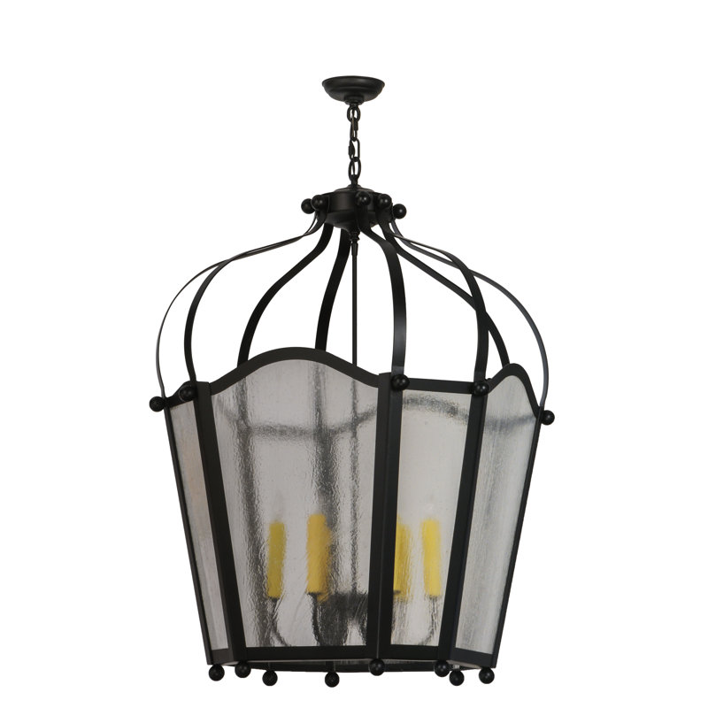 Citadel 6-Light Blackwash Lantern Pendant with Seeded Glass