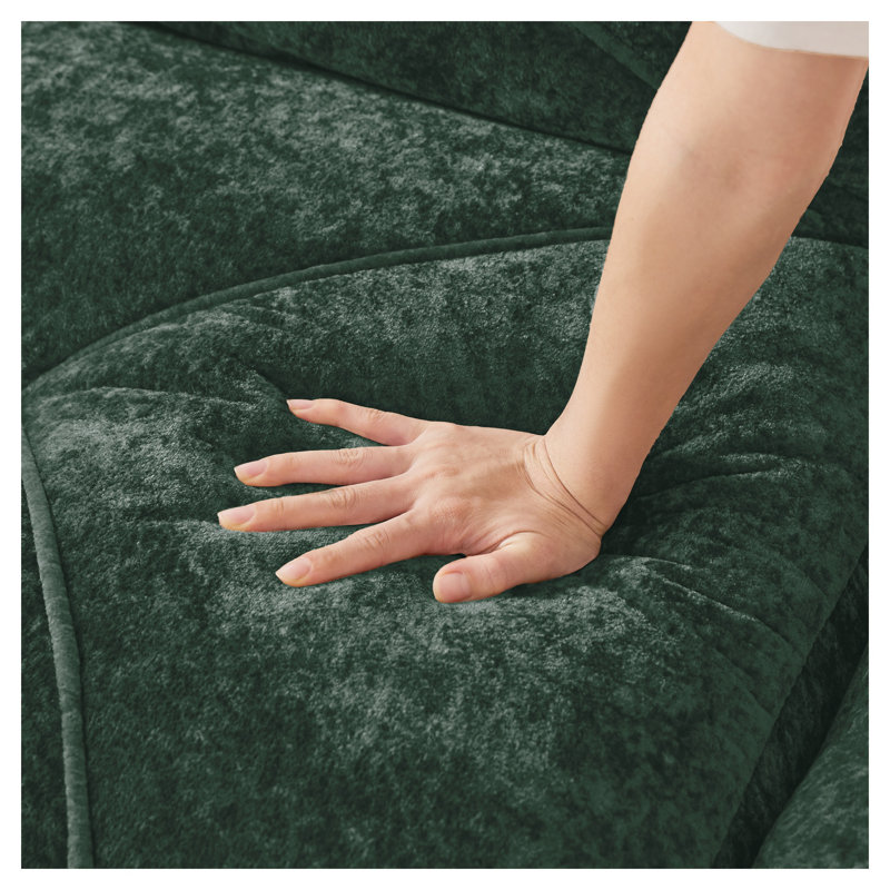 Ensemble de canapé 2 pièces à assise profonde en velours vert, canapé 2 + 2 places confortable, mobilier de salon moderne sans assemblage