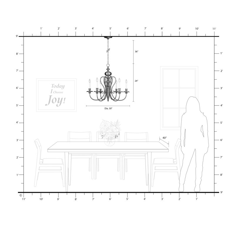 Lustre 6 lumières façon bougie Ahanu, Nickel brossé