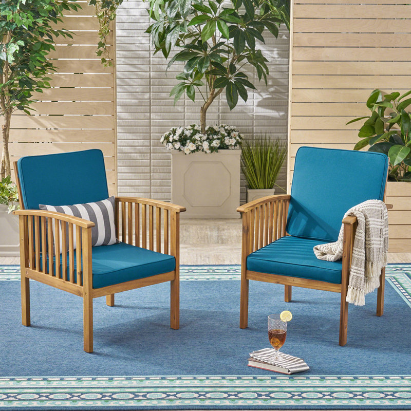 Fauteuil club d'extérieur, Bleu sarcelle / brun