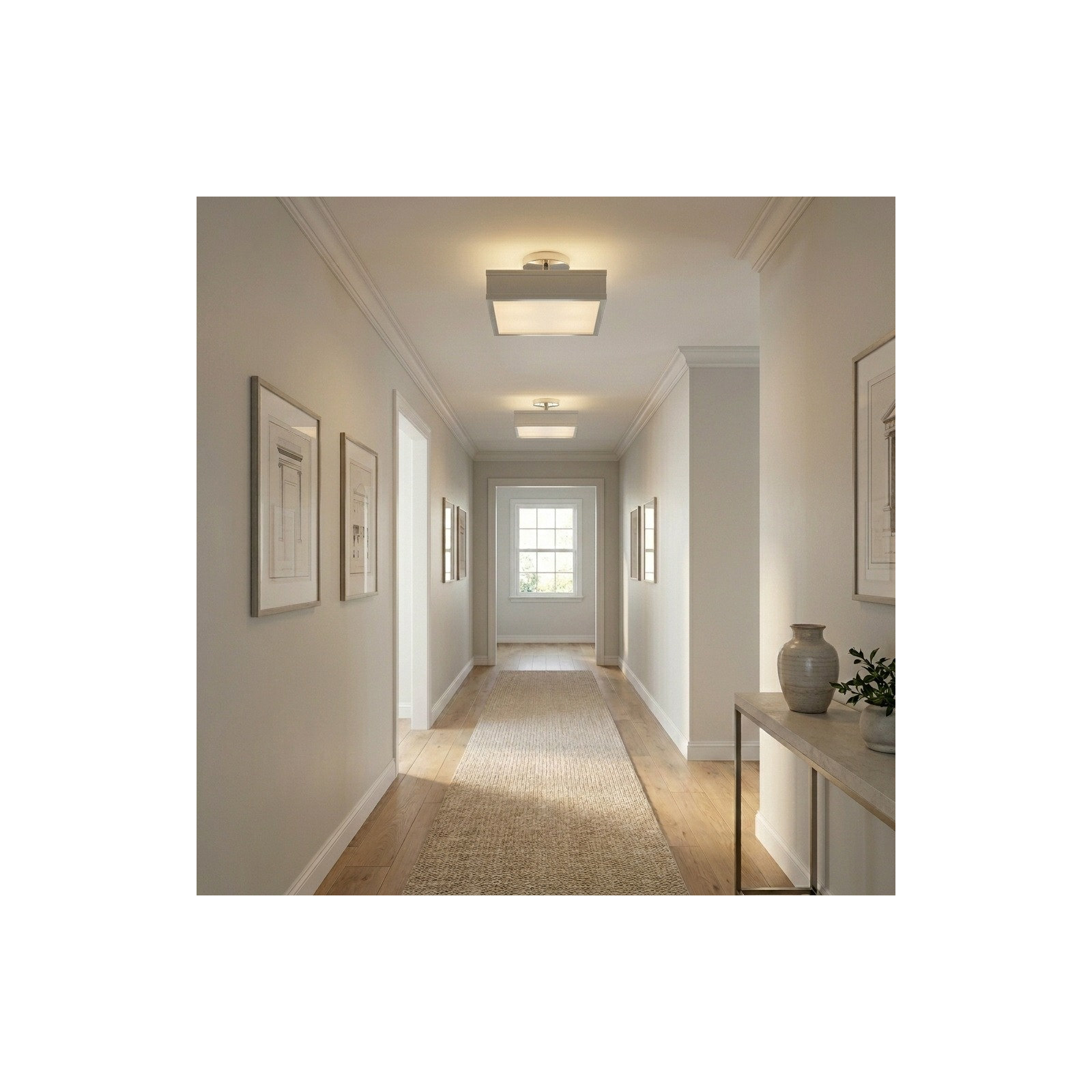 Radcliff Square Semi Flush, Polished Nickel, 4" H x 12" W x 12" D