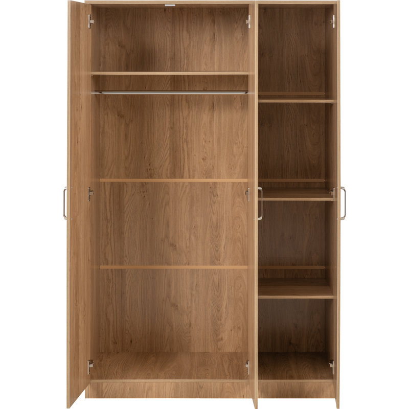 Sumrah 3 Door Manufactured Wood Wardrobe, Brown