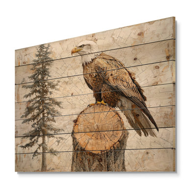 Eagle Spirit Of The Wind In Forest - Eagle Animal Wood Wall Decor - On Natural Pine Wood