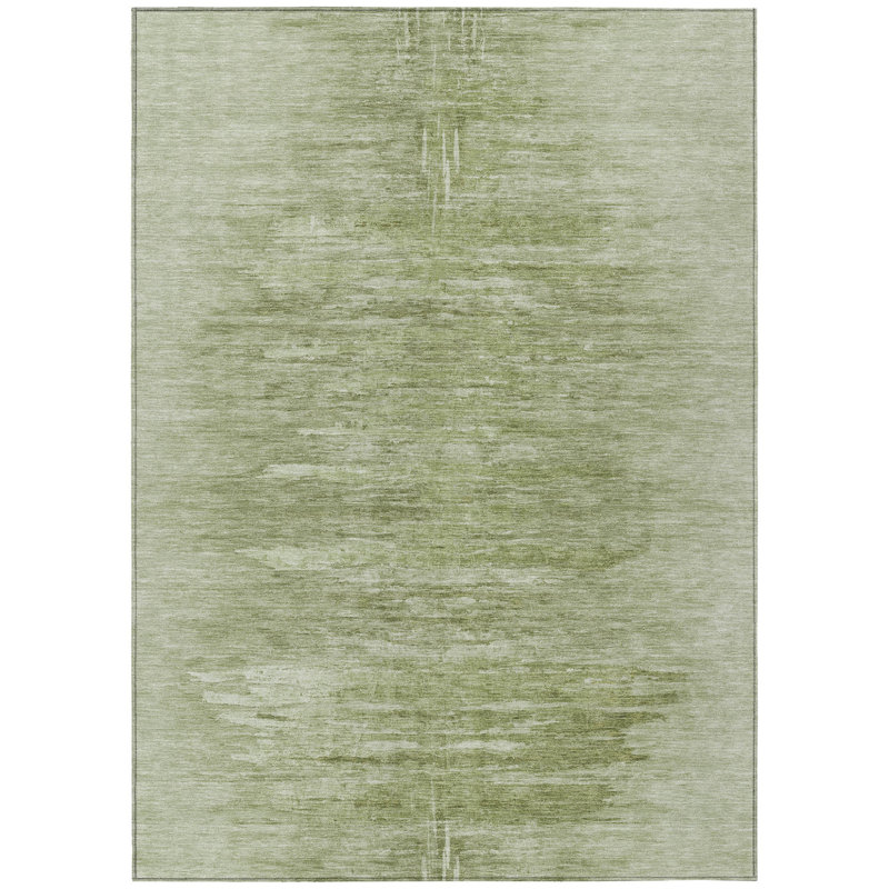 Tapis intérieur lavable abstrait vert artichaut 8 pi x 10 pi HomeRoots