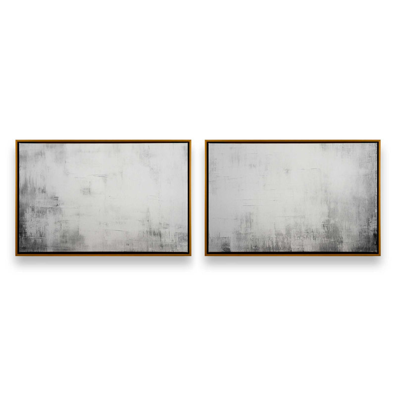 Ensemble de 2 toiles encadrées silencieuses, H 12,75 po x l 37,5 po x P 1,75 po, Cadre flottant or poli
