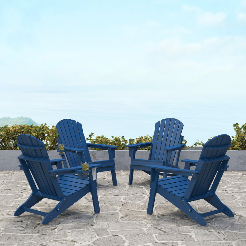 Ensemble de 4 chaises Adirondack pliantes, Bleu