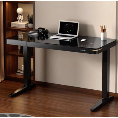 Bureau électrique réglable en verre trempé