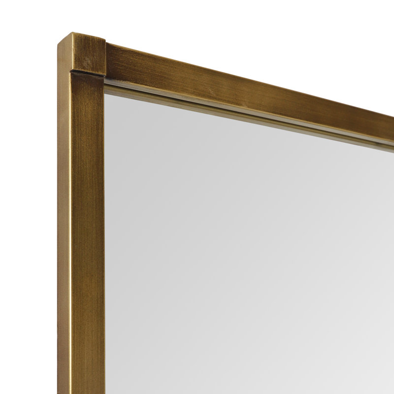 Brushed Gold Metal Framed Rectangular Wall Mirror, 80"x40"