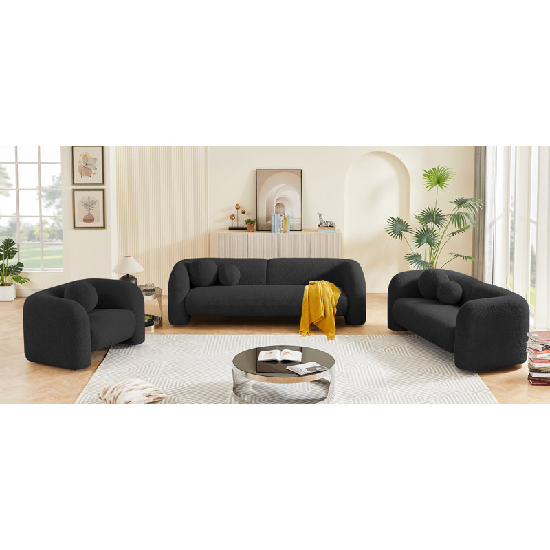 Canapé Izmael, Tissu crème bouclé