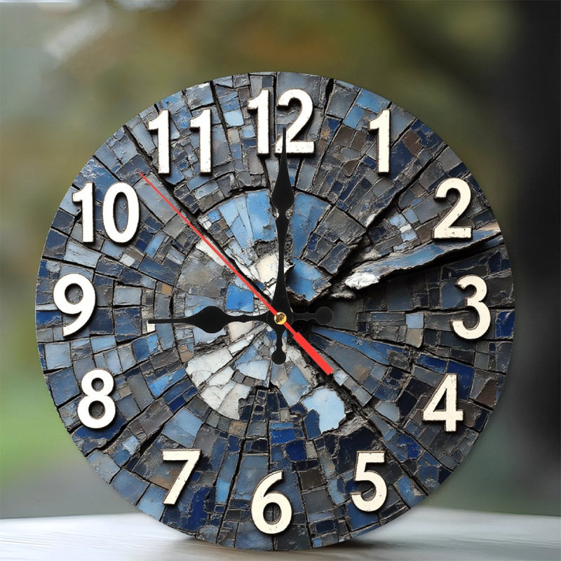 Horloge murale artistique en verre bleu