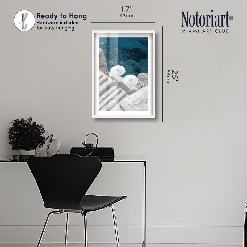 «Cliffside Umbrella II Shadowbox Print Travel» par Notoriart, H 25 po x l 17 po, Blanc