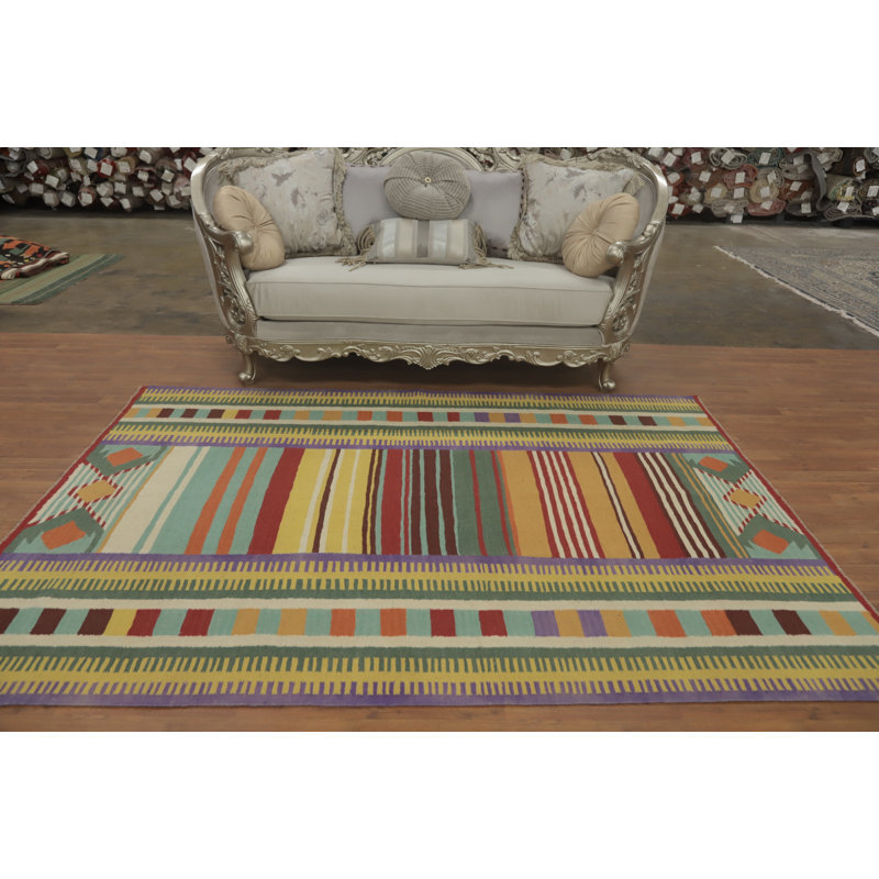 Striped Wool Kilim Oriental Area Rug 6x8