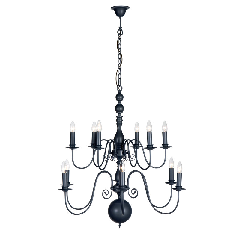 Aubervilliers 12 - Light Candle Style Chandelier, Lead