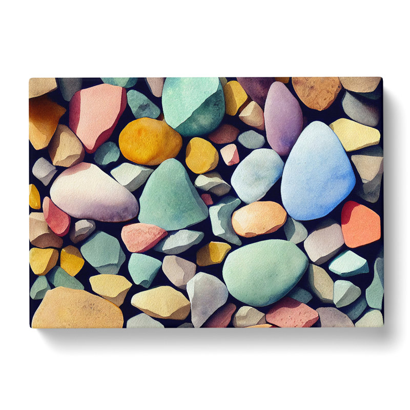 Head Turning River Pebbles - Wrapped Canvas Print, 35cm H x 50cm W x 3cm D