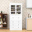 Armoire de cuisine avec 3 tiroirs, tablettes réglables, prise de courant et ports USB-1727607094