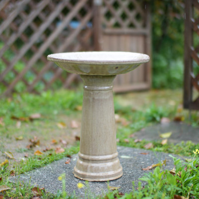 Bain d'oiseaux sur pied en céramique, 31,5 cm, pour jardin extérieur, abreuvoir pour oiseaux sauvages, idéal pour la décoration de terrasse et de jardin.