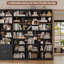 Bibliothèque moderne H 77,8 po x l 61,3 po, vitrine arquée élégante avec tablettes à 7 niveaux et rangement à 6 portes-287814307