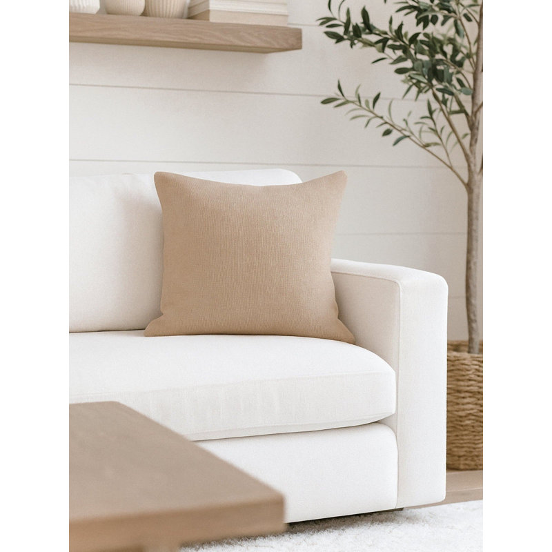 So Soft Linen Linen Throw Pillow, 22"H x 22"W, Down Blend, Warm Beige