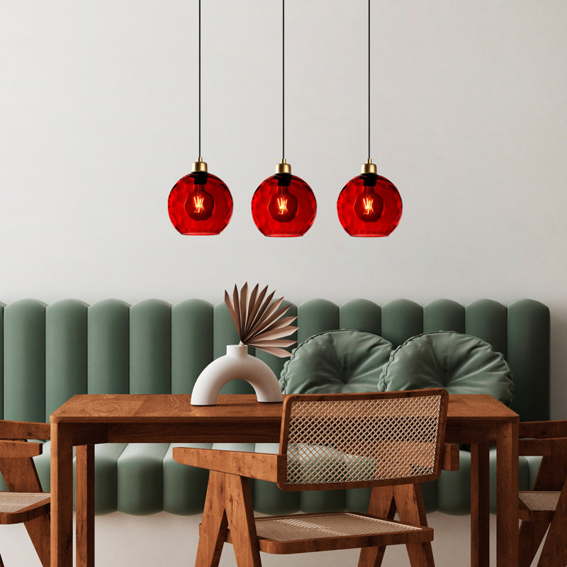 Lustre réglable élégant, structure en métal rouge, 27,6 po x 7,9 po x 47,2 po | Hauteur réglable de 15,7 à 47,2 pouces | 3 x douilles E27 de 40 W maximum, parfaites pour la salle à manger et les espaces de vie | Éclairage élégant, ampoule non incluse