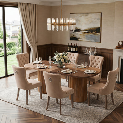 79" Rectangular Dining Table Set With Storage Pedestal Table And Tufted Upholstered Chairs