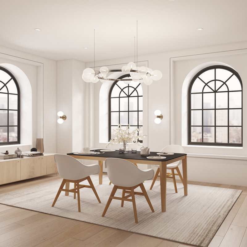 Leshunda Solid Wood Solid Wood Top Four Leg Dining Set