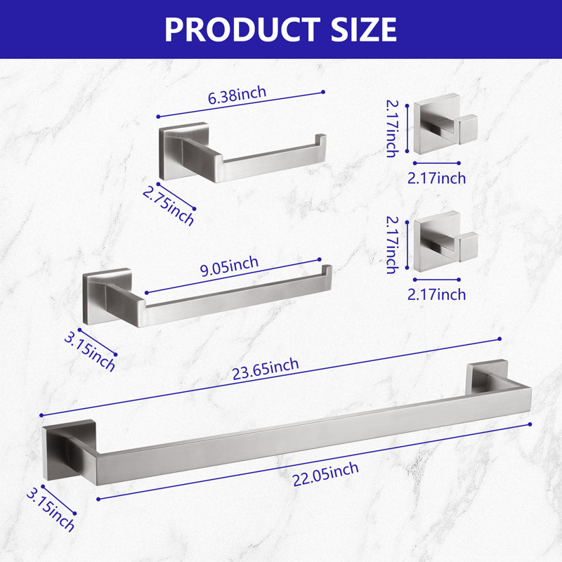 5 - Piece Bathroom Hardware Set, Brushed Nickel