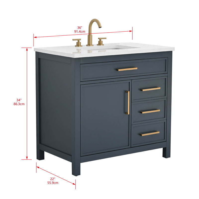 Wenniah 36" Single Vanity, Vintage Blue/Brushed Bronze