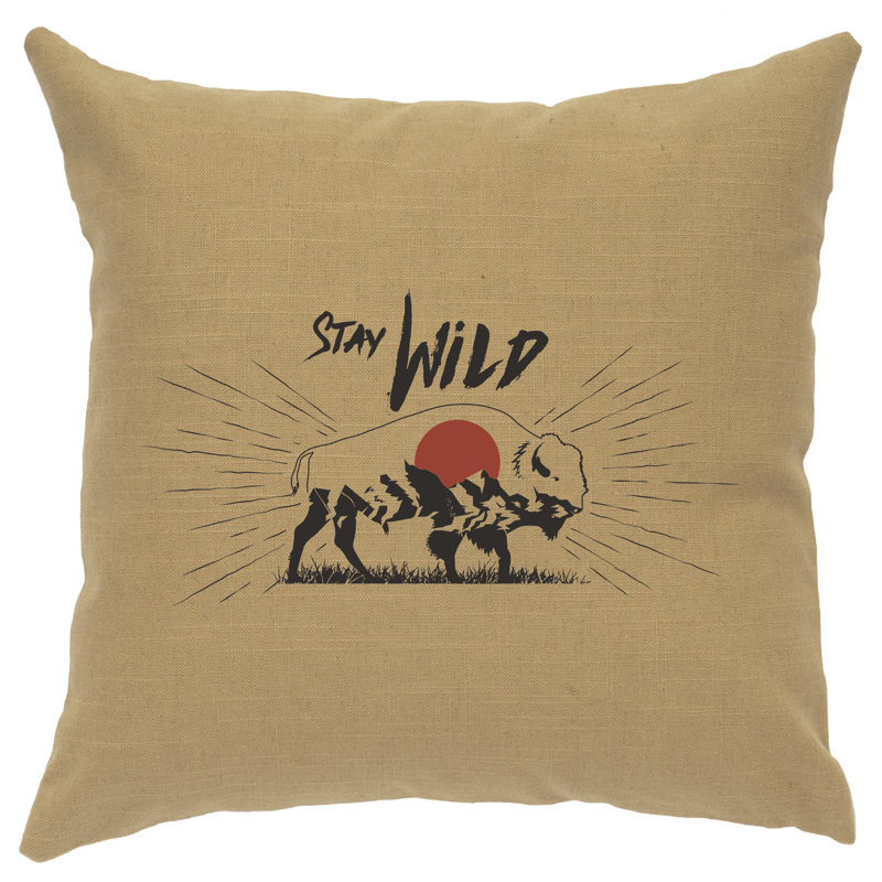 Coussin Wooded River Image - Stay Wild - Paille de lin, Brun clair
