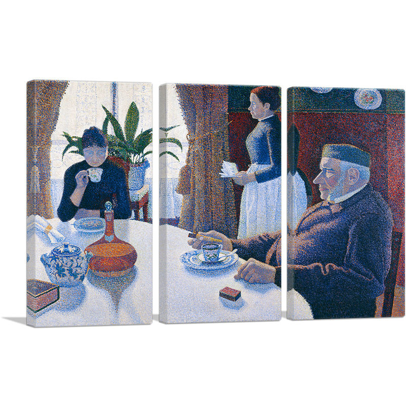 La salle à manger 1886 par Paul Signac - ensemble de 3 reproductions d'art sur toiles tendues, H 40 po x l 60 po x P 0,75 po